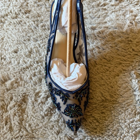 NIB Betsey Johnson Navy Nikki Heels in Original Box with all original packaging - Picture 4 of 14